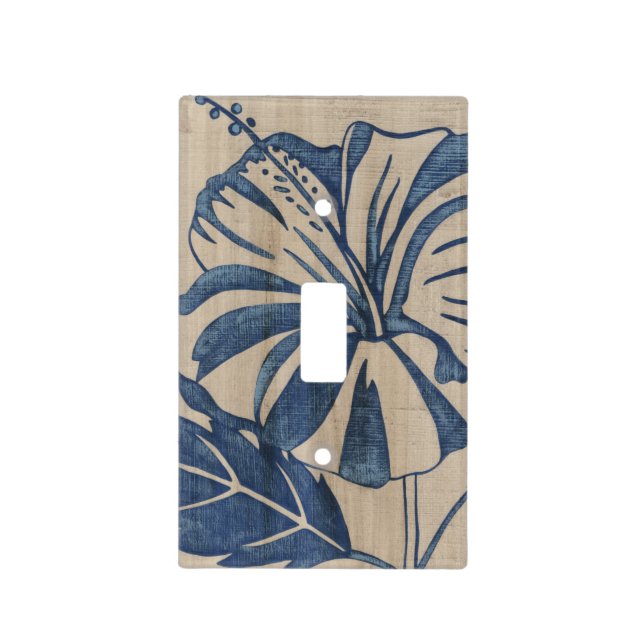 Indigo Hibiscus Light Switch Cover (Front)
