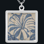 Indigo Hibiscus Silver Plated Necklace<br><div class="desc">Floral</div>