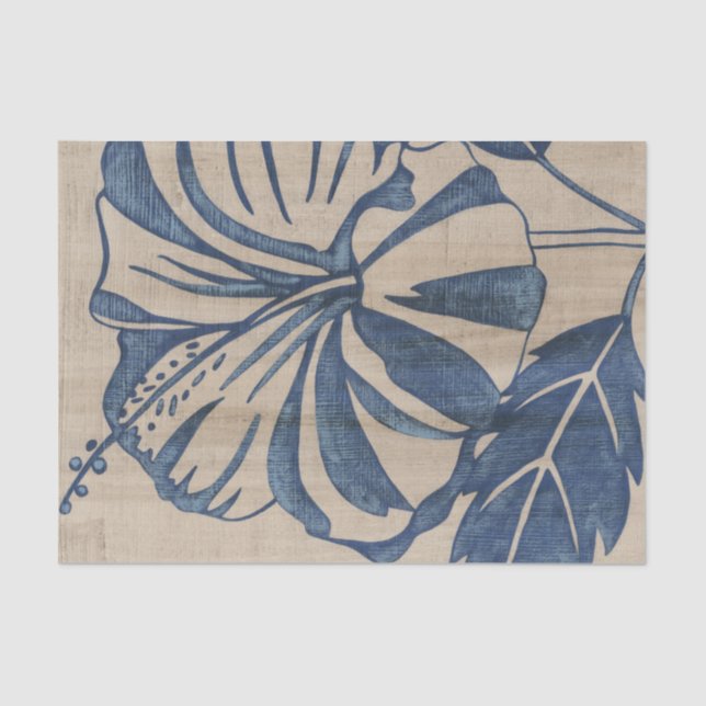 Indigo Hibiscus Tissue Paper (Front)