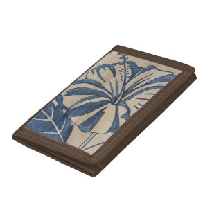 Indigo Hibiscus Trifold Wallet