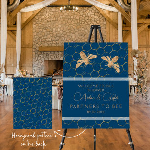 Indigo & Honeycomb Bee Wedding Shower Welcome Sign