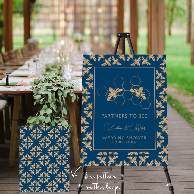 Indigo & Honeycomb Bee Wedding Shower Welcome Sign (Creator Uploaded)