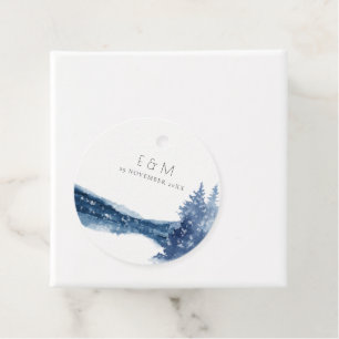 INDIGO INK BLUE MOUNTAIN LAKE MONOGRAM WEDDING FAVOR TAGS