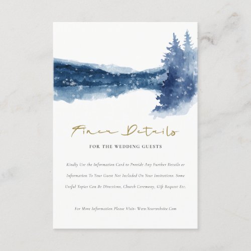 INDIGO INK BLUE MOUNTAIN LAKE PINE WEDDING DETAILS ENCLOSURE CARD