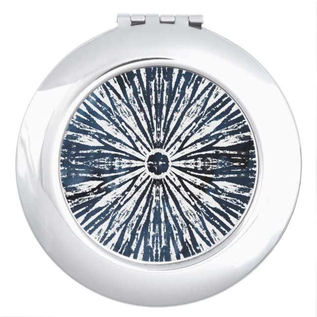 Indigo Ink Radial Motif Compact Mirror (Front)