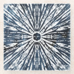 Indigo Ink Radial Motif Glass Coaster<br><div class="desc">Indigo Ink Motif I by June Erica Vess. Radial design created from indigo blue coloring and various geometric shapes.</div>