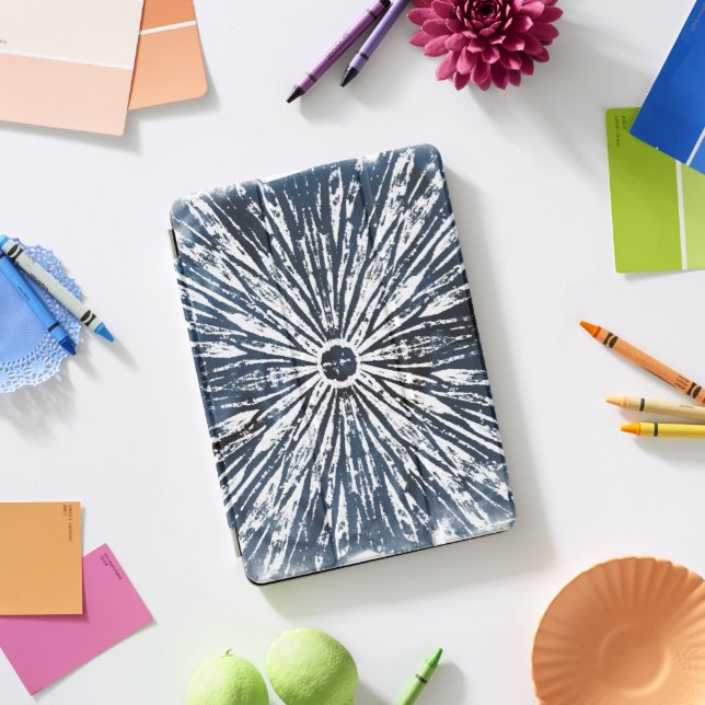 Indigo Ink Radial Motif iPad Pro Cover (Desk)