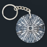 Indigo Ink Radial Motif Keychain<br><div class="desc">Indigo Ink Motif I by June Erica Vess. Radial design created from indigo blue coloring and various geometric shapes.</div>