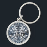 Indigo Ink Radial Motif Keychain<br><div class="desc">Indigo Ink Motif I by June Erica Vess. Radial design created from indigo blue coloring and various geometric shapes.</div>