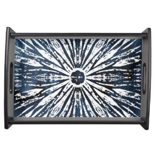 Indigo Ink Radial Motif Serving Tray