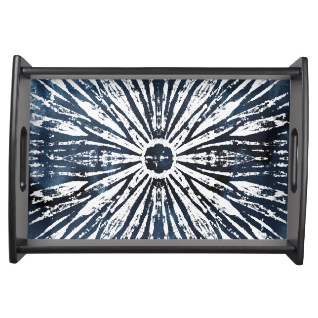 Indigo Ink Radial Motif Serving Tray (Front)