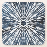 Indigo Ink Radial Motif Square Paper Coaster<br><div class="desc">Indigo Ink Motif I by June Erica Vess. Radial design created from indigo blue coloring and various geometric shapes.</div>