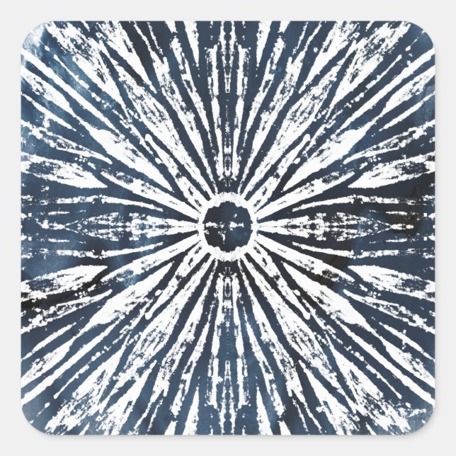 Indigo Ink Radial Motif Square Sticker (Front)