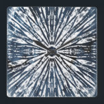 Indigo Ink Radial Motif Square Wall Clock<br><div class="desc">Indigo Ink Motif I by June Erica Vess. Radial design created from indigo blue coloring and various geometric shapes.</div>