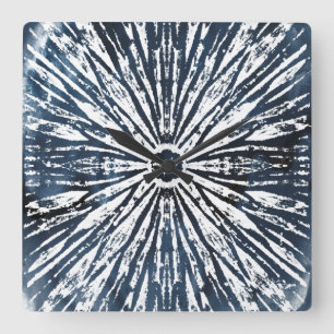 Indigo Ink Radial Motif Square Wall Clock