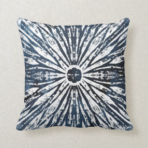 Indigo Ink Radial Motif Throw Pillow