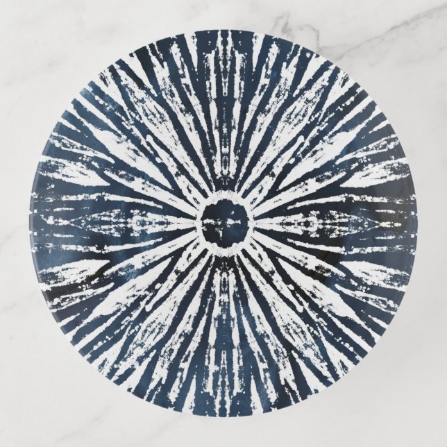 Indigo Ink Radial Motif Trinket Tray (Front)