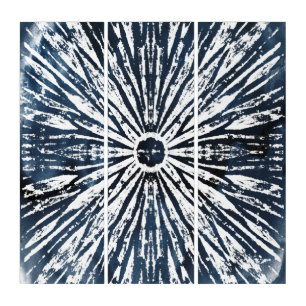 Indigo Ink Radial Motif Triptych