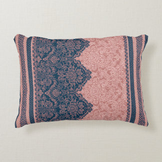 Indigo ink & warm blush AI art Accent Pillow
