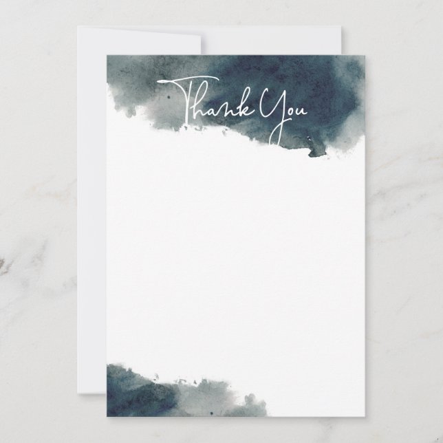Indigo Ink Wash Thank You Card (Front)