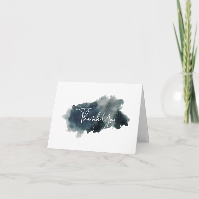 Indigo Ink Wash Thank You Note Card (Front)