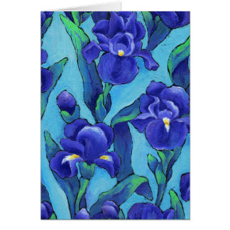 Indigo Irises Oil Painting Cards