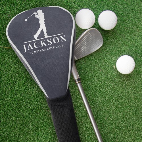Indigo Leather Personalized Monogram Golf Swing Golf Head Cover