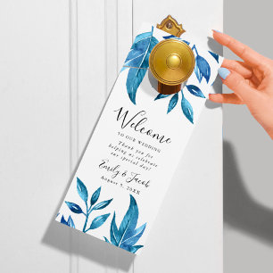 Indigo Leaves   Wedding Welcome & Do Not Disturb Door Hanger