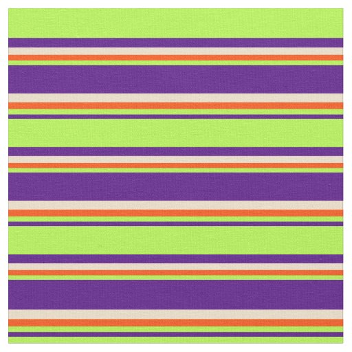 Indigo, Light Green, Red & Tan Stripes Pattern Fabric