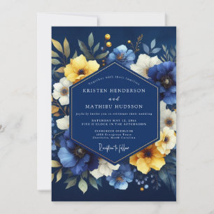 Indigo Luminous Bloom Wedding Invitation