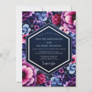 Indigo Magenta Jewel Tone Wedding Invitation
