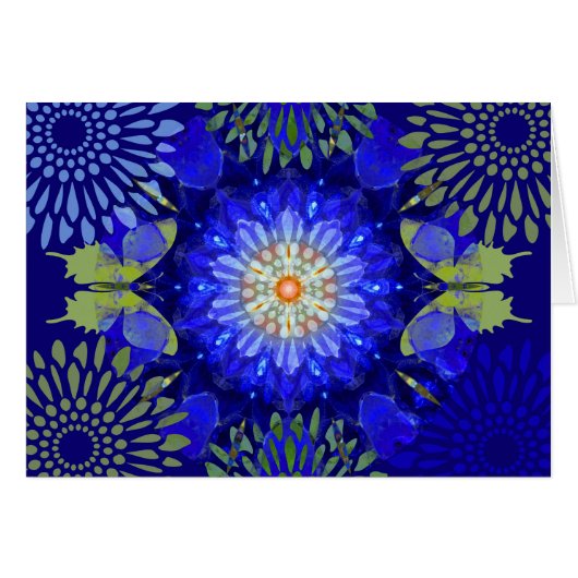 Indigo Mandala Butterfly Card (Front Horizontal)
