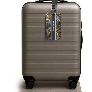Indigo Marble with Golden Streaks Luggage Tag