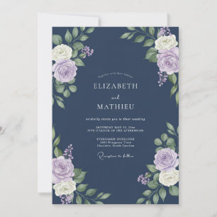 Indigo Mauve Petal Wedding Invitation