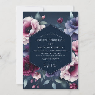 Indigo Midnight Flora Wedding Invitation