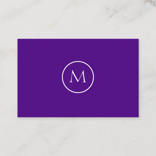 Indigo Minimalist Monogrammed Elegant Business Card (Front)