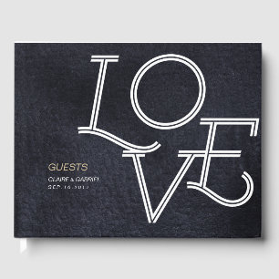 Indigo modern simple love wedding guest book
