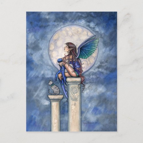 Indigo Moon Fairy and Cat Postcard