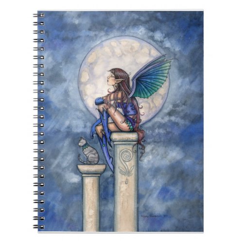 Indigo Moon Fantasy Fairy and Cat Notebook