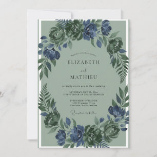 Indigo Moss Fern Wedding Invitation