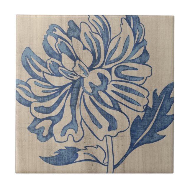 Indigo Mum Ceramic Tile (Front)