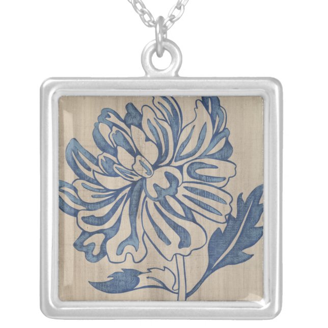 Indigo Mum Silver Plated Necklace (Front)