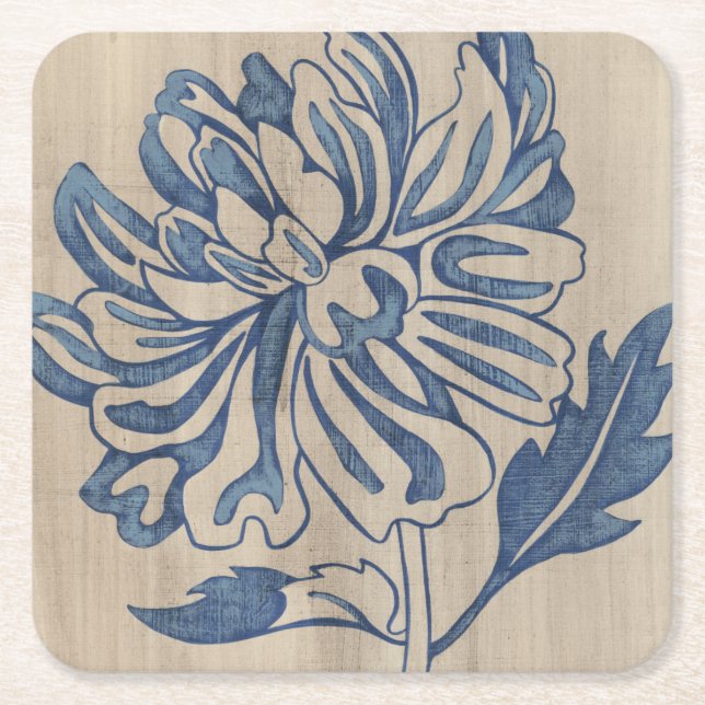 Indigo Mum Square Paper Coaster (Front)