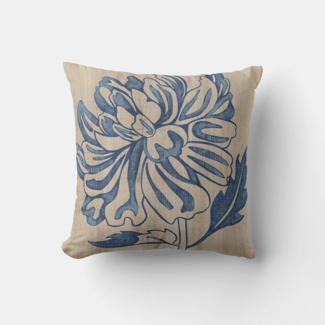 Indigo Mum Throw Pillow (Front)