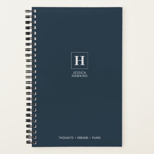 Indigo Navy Blue Classic Monogram Notebook