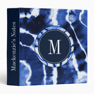 Artsy Summer Navy Blue Colorful Tie Dye 3 Ring Binder