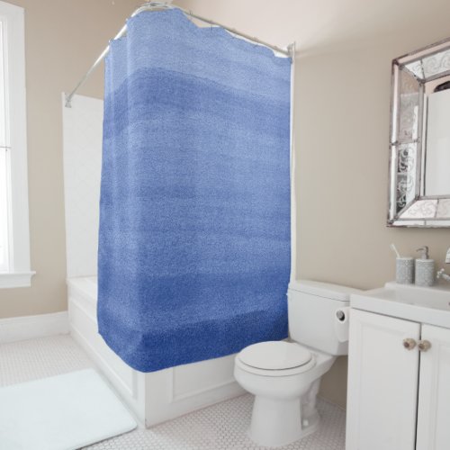 Indigo Navy Blue Ombre Watercolor Pattern Shower Curtain