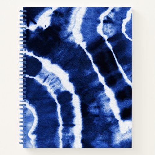 Indigo Navy Denim Blue Fun Cool Tie Dye Watercolor Notebook