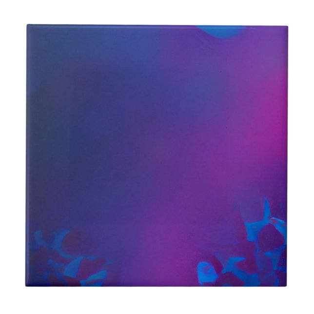 Indigo navy purple abstract art piece  ceramic tile (Front)