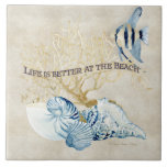Indigo Ocean Life is Better at the Beach Shells Tile